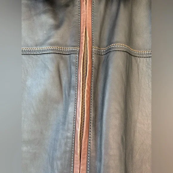 Vintage Ocean West Men's Black Leather Jacket - Picture 2 of 12